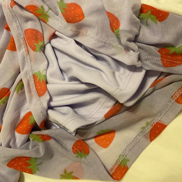 NWT Strawberry Dress Women's S/M or Girl's XXL, Mesh Fruit Purple Stretch Dress - Picture 11 of 12